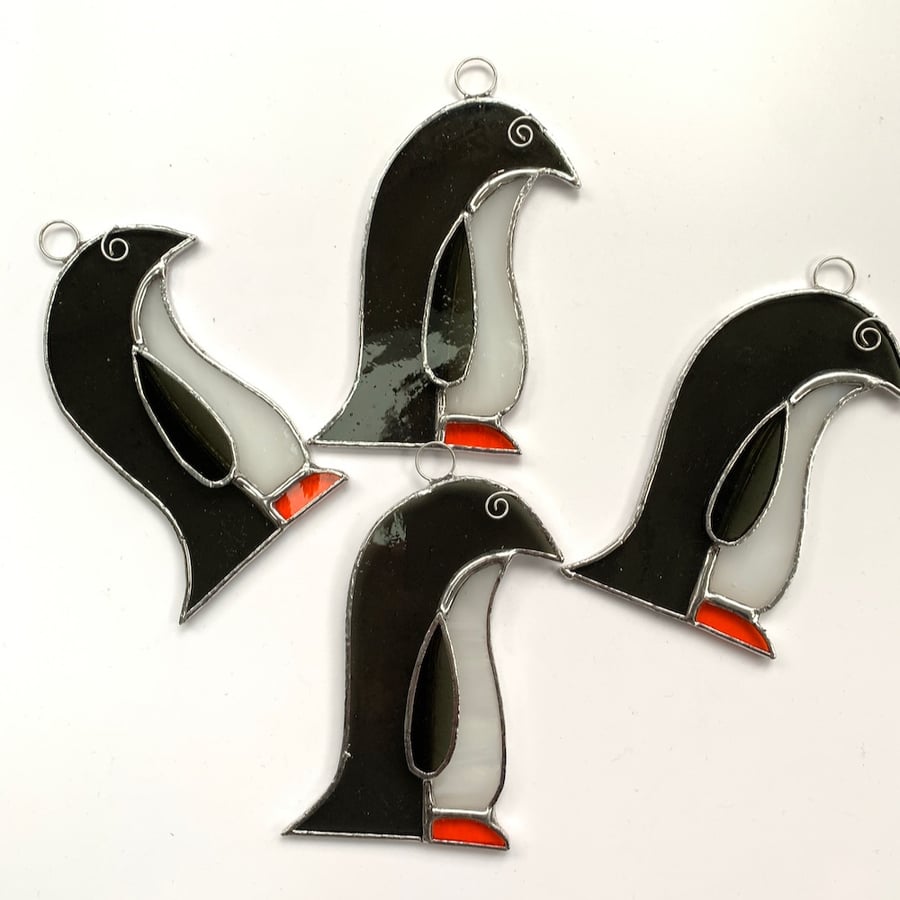 Stained Glass Penguin Suncatcher