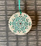 Handmade Ceramic Snowflake Hanger, Skandi Christmas Hanging Decoration - Image 1