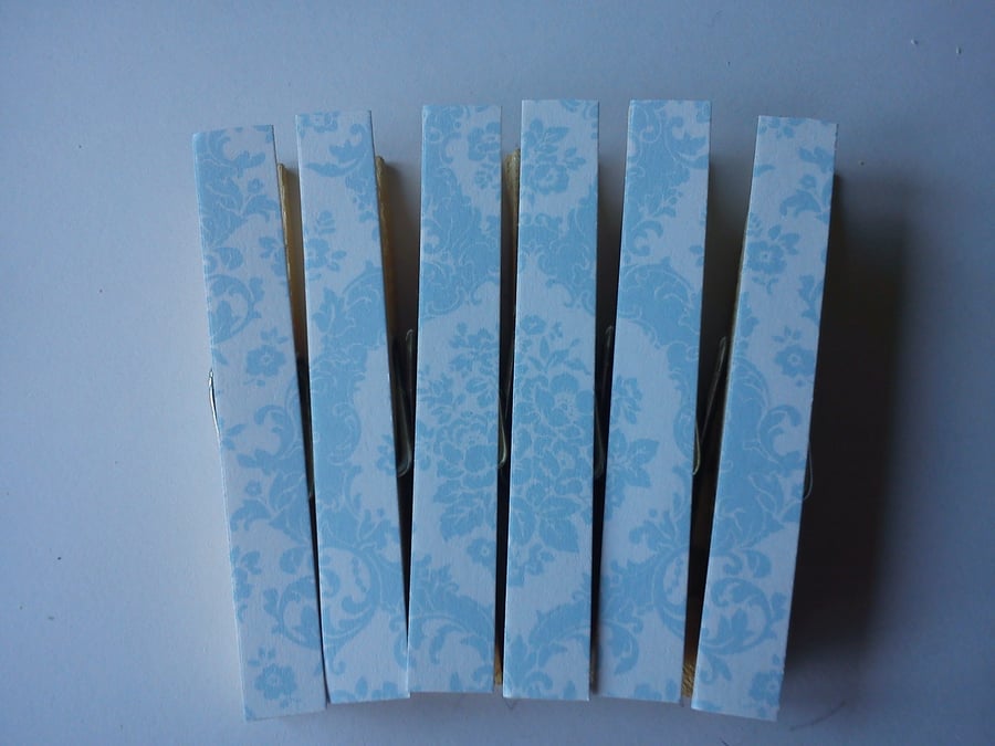 Blue ornament magnetic pegs fridge magnets memo peg shabby chic