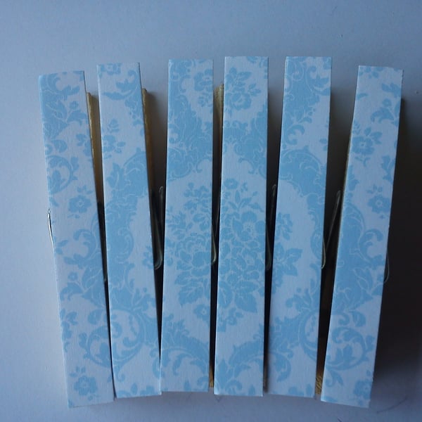 Blue ornament magnetic pegs fridge magnets memo peg shabby chic