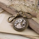 Punk Style Bronze Keychain made of Vintage Watch Mechanism Gift for Husband