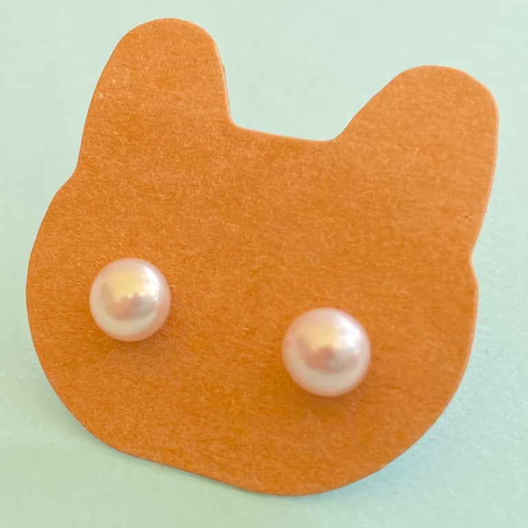 6mm Button Freshwater Pearl Sterling Silver Stud Earrings