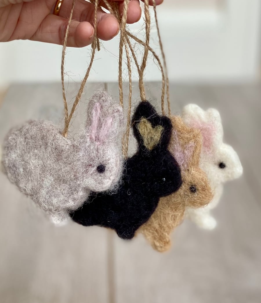 Ash Grey Needle Felted Bunny