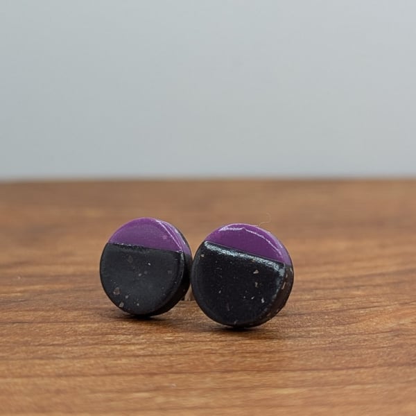 Small charcoal and purple studs 