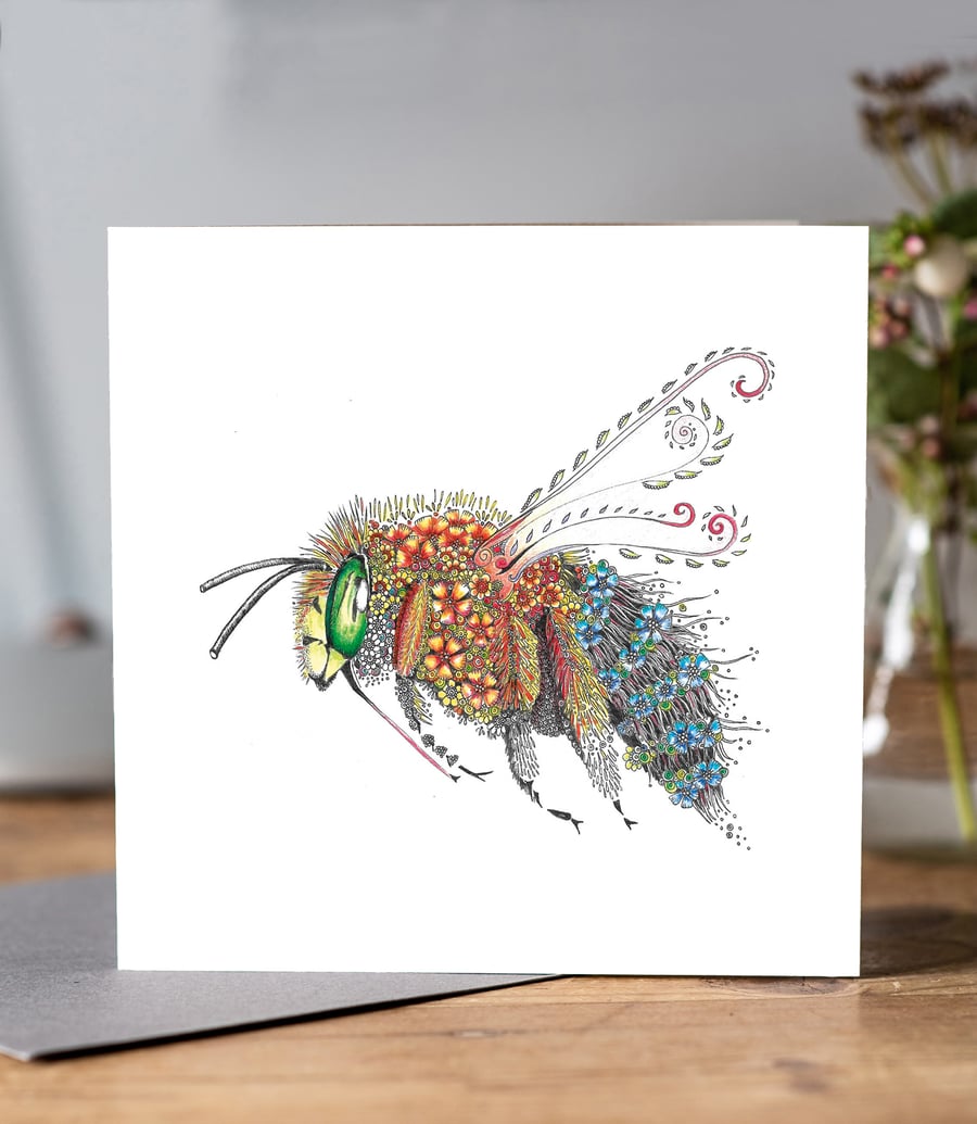 Blue Banded Bee Greeting card 