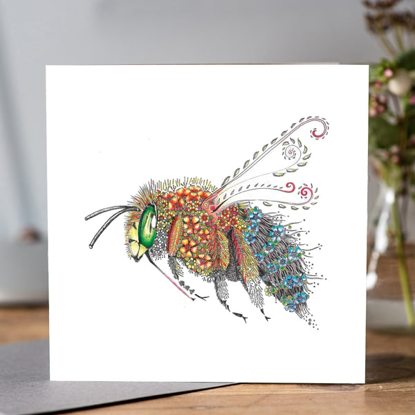 Blue Banded Bee Greeting card NEW