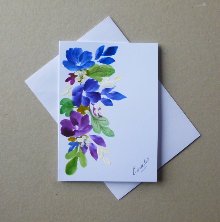 original art hand painted blank greetings card ( ref FA 106 G2 )