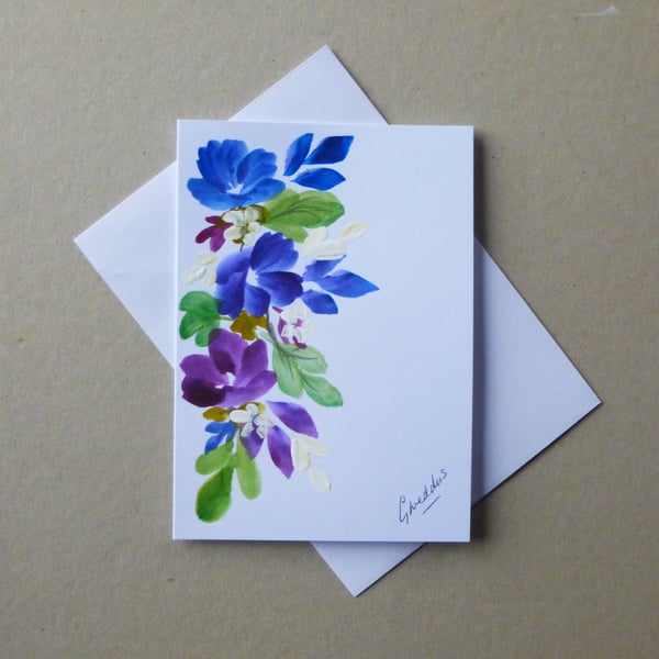 original art hand painted blank greetings card ( ref FA 106 G2 )