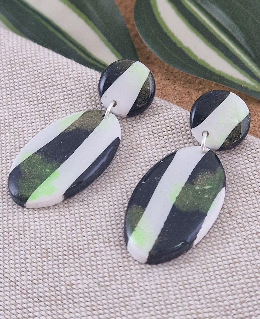Beetle Juice inspired Clay Earrings