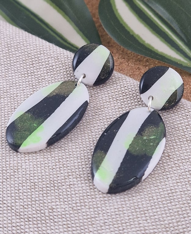 Beetle Juice inspired Clay Earrings