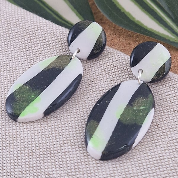 Beetle Juice inspired Clay Earrings
