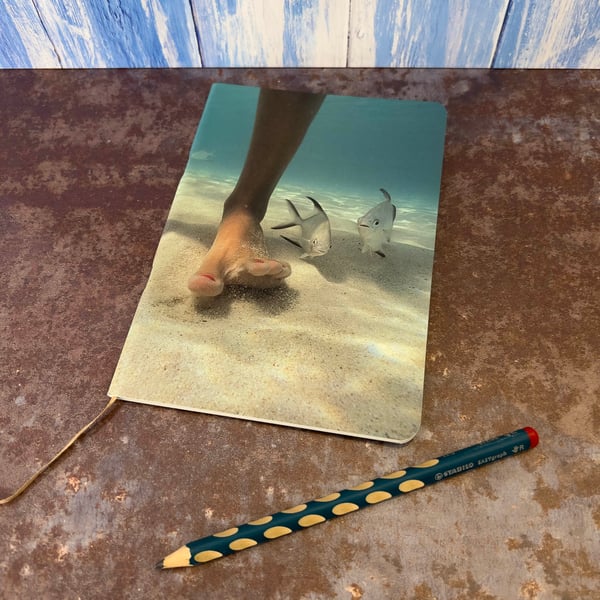 Notebook, Marine themed, A5 (ish), made from up-cycled and recycled materials.