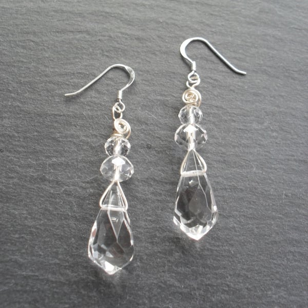 Clear Crystal Dangle Drop Earrings