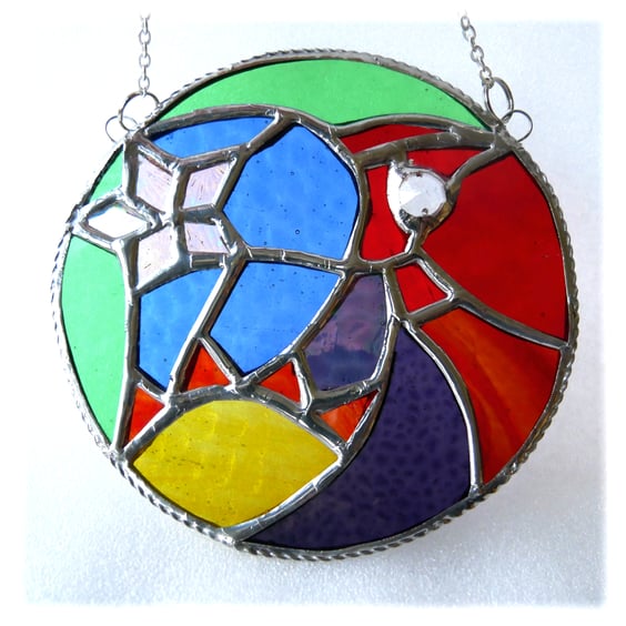 Rainbow Sun, Moon & Star Stained Glass Suncatcher 