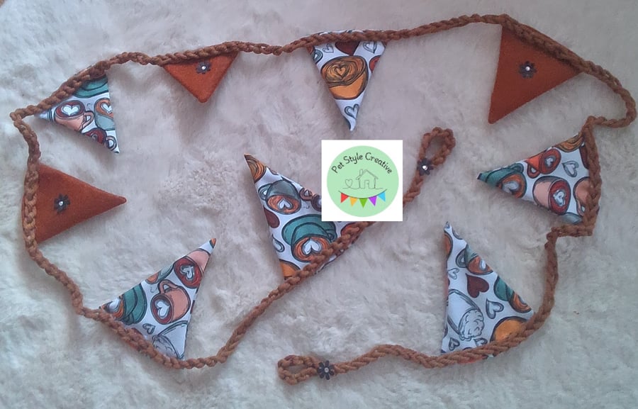 Image of Bespoke Coffee Themed Fabric Bunting 2 Metres