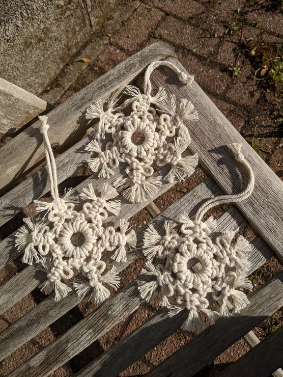 Christmas Decorations Set of 3 Macramé Snowflakes