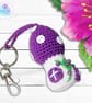 Crochet purple toadstool, mushroom fairy house decoration, bag charm  - Image 5