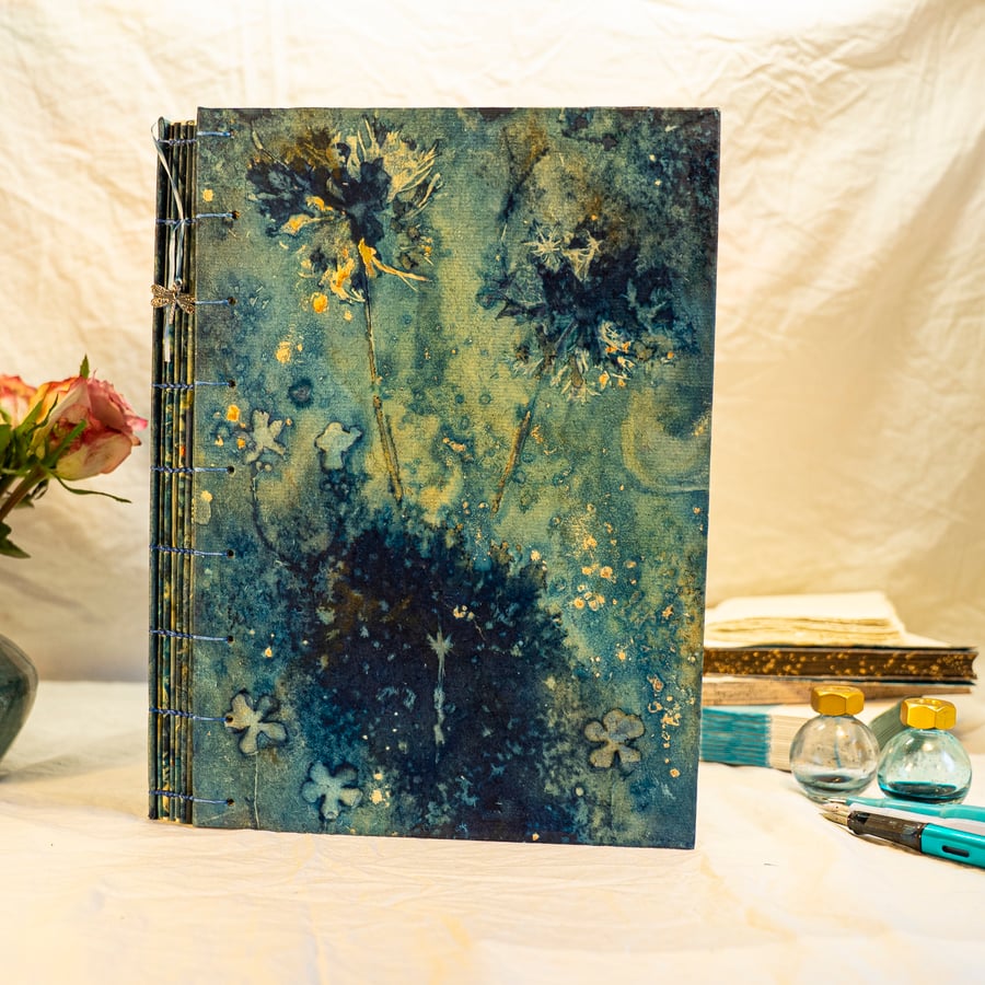 A4 Coptic Journal with Umbelliferae and Buttercups (Folksy151)