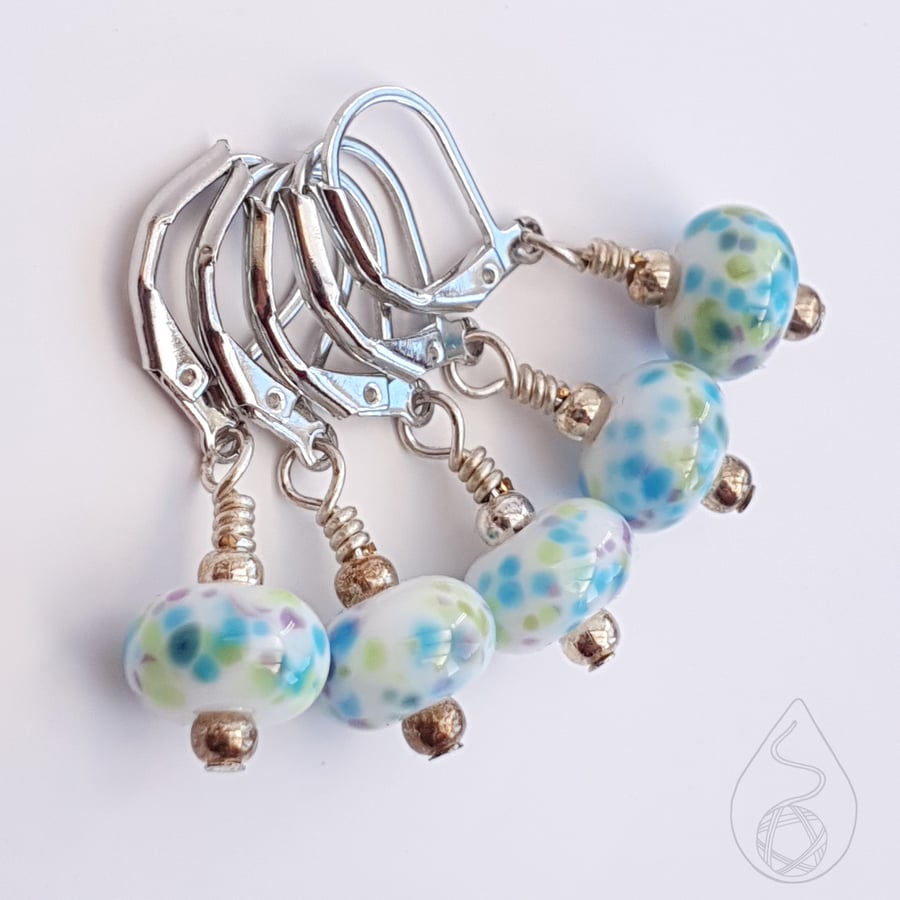 Lampwork Stitch Markers - Summer Blossoms