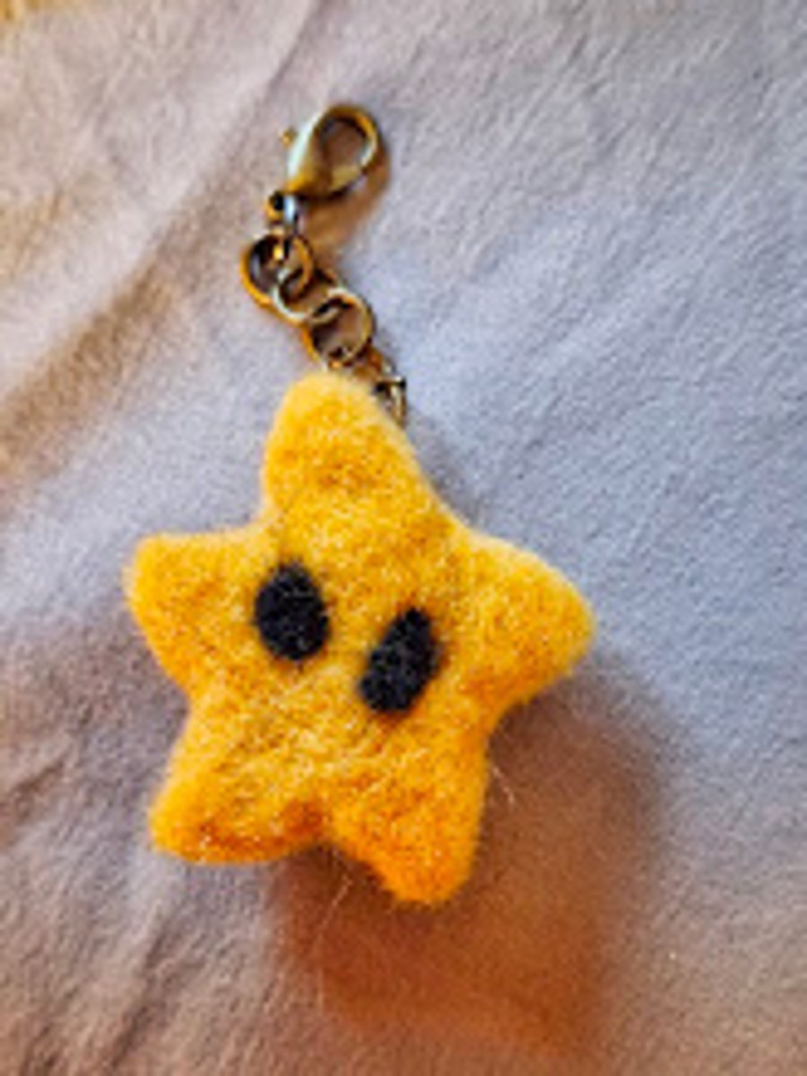 Needle Felted Star Keyring – Handmade Wool Star Charm – One of a Kind