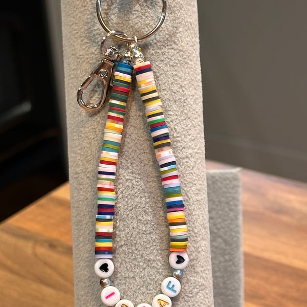 Unique Handmade keychain with heishi beads - wordy idgaf