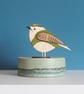 Standing Wooden Goldcrest Decoration - Hand Painted - Image 1