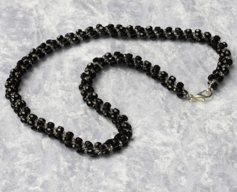 Black and Silver Spiral Necklace