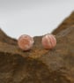 Sterling Silver Stud Earrings with 6mm Rhodochrosite Striped Gemstones. - Image 1