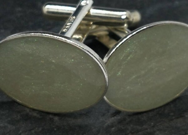 Inclusion Breastmilk or Ashes Oval Cufflinks in Sterling Silver