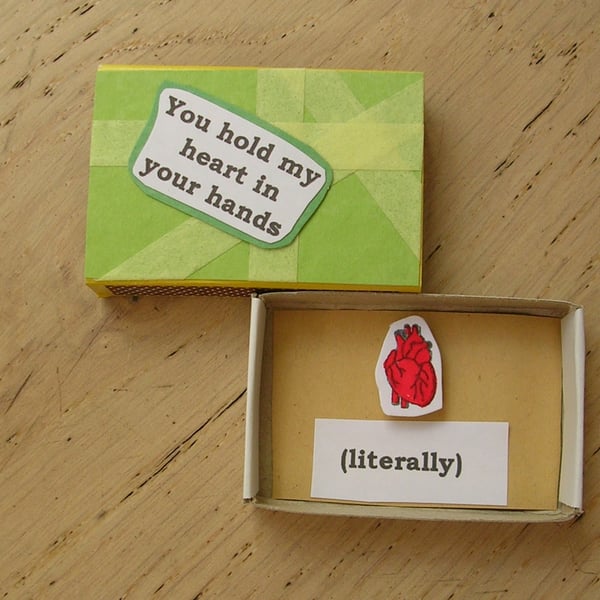 You Hold My Heart In Your Hands Anatomical Matchbox Message