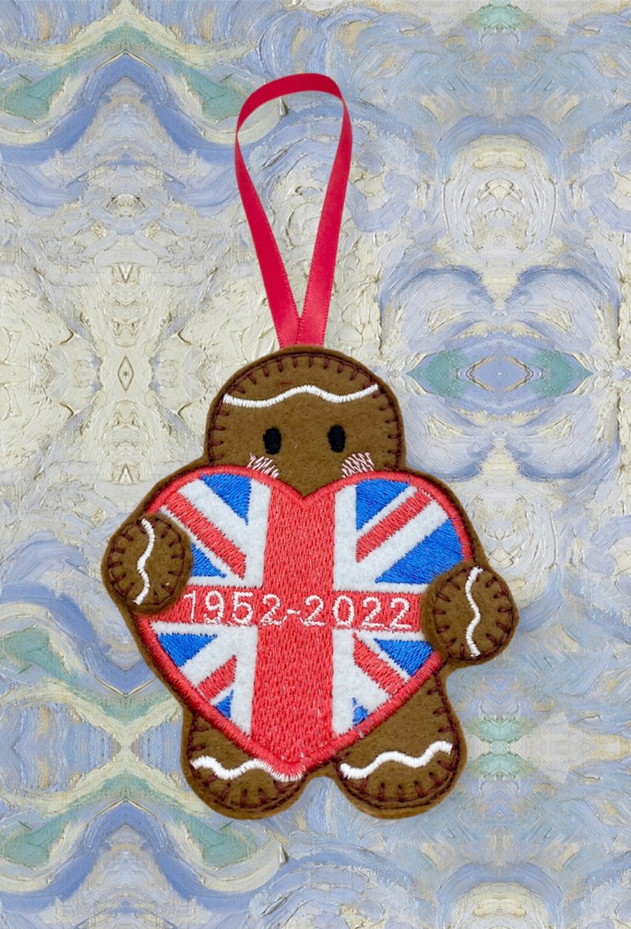 Union Jack Platinum Jubilee Heart Gingerbread Man Queen Jubilee Decoration