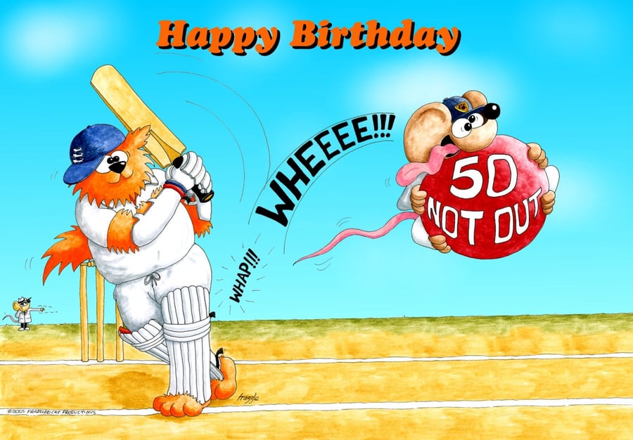 Cricket 50th birthday card  FREE UK P&P