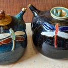 Dragonfly decorated sumptious ceramic teapots