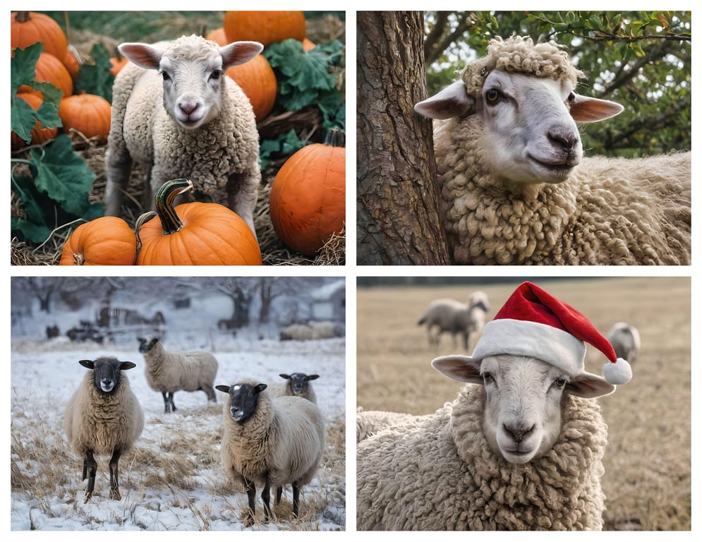 x4 Mixed Sheep Photo Cards A5 Size 