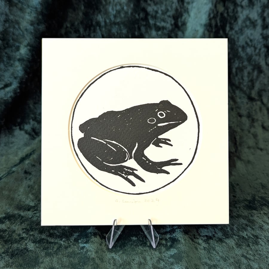 Frog Original Linocut Print