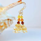 Citrine & Crystal Earrings, November Birthstone, Anniversary, Birthday Gift