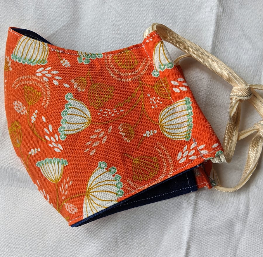 Orange cotton face mask