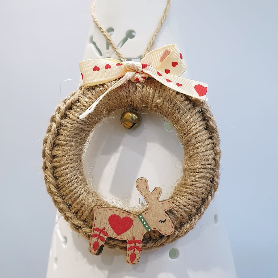 Reindeer Hoop with Heart Ribbon