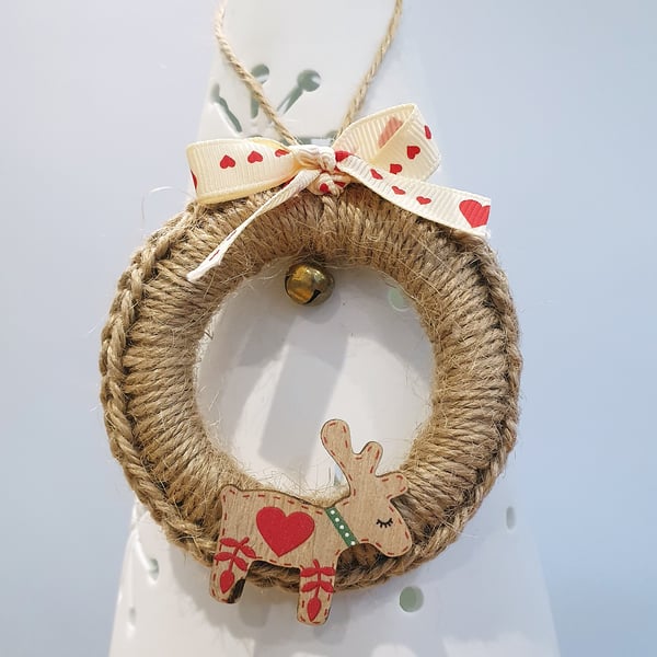 Reindeer Hoop with Heart Ribbon