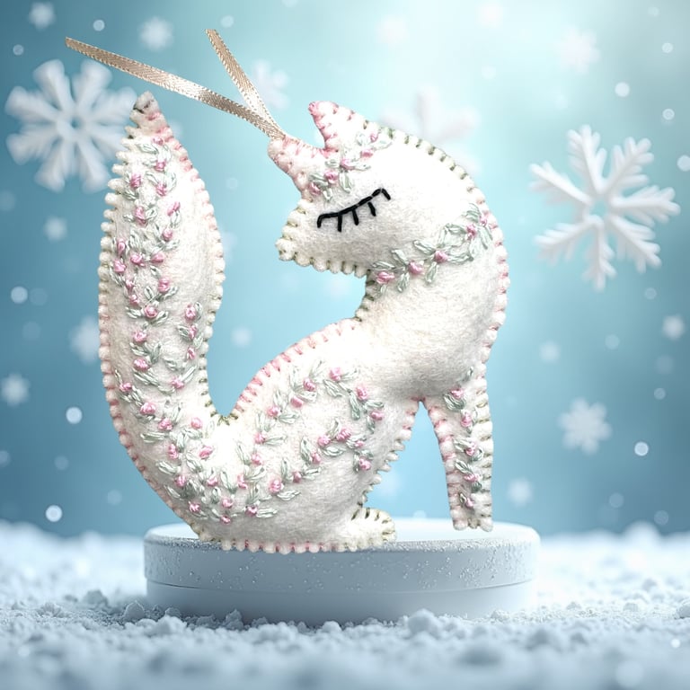 Felt Fox in Cream Felt  Hand Embroidered Gift