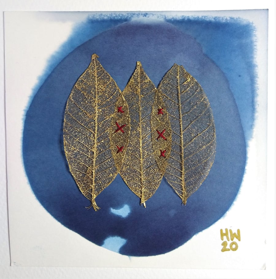 Three Gold Leaves Collage
