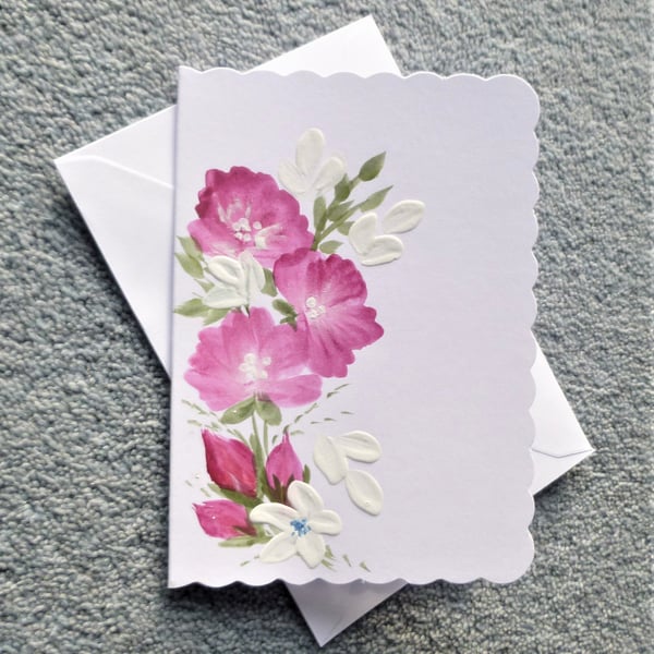 hand painted original art floral greetings card... - Folksy