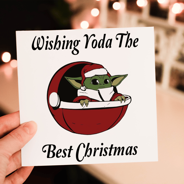 Wishing Yoda The Best Christmas Card, Yoda Christmas Card, Personalized Card