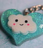 Kawaii Cloud Glitter Heart Keyring - Image 3