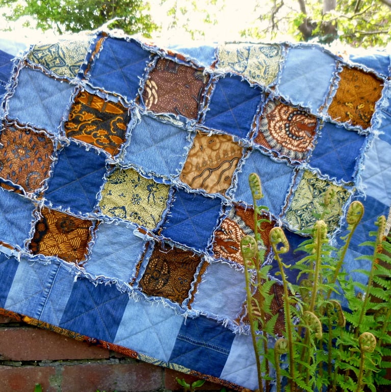 Upcycled denim patchwork quilt or rug designed for you (memory fabric optional)