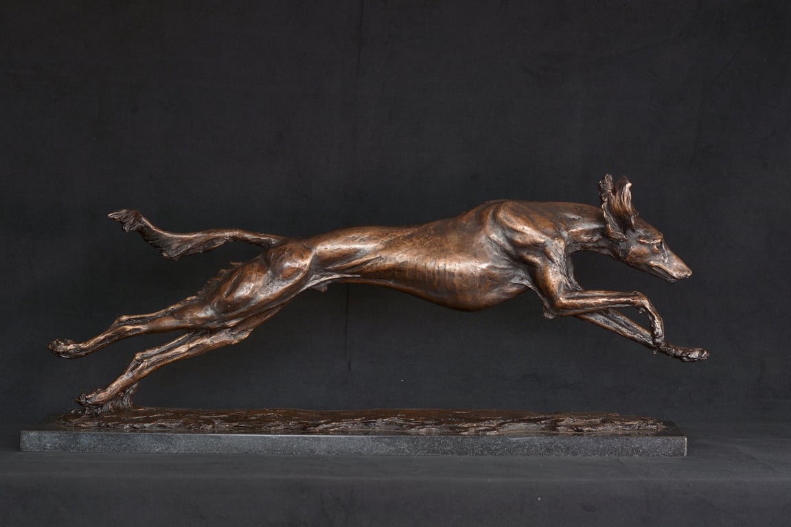 Foundry Bronze Running Saluki Statue Large Bronze Metal Sculpture Racing