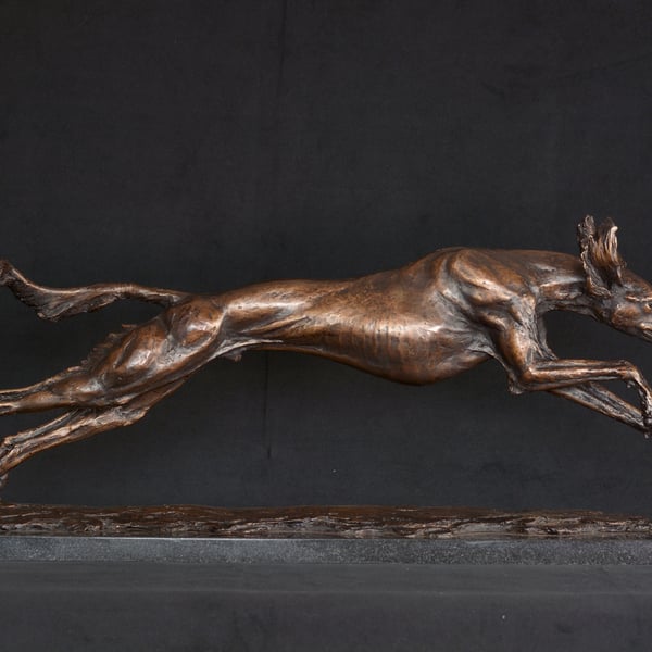 Foundry Bronze Running Saluki Statue Large Bronze Metal Sculpture Racing