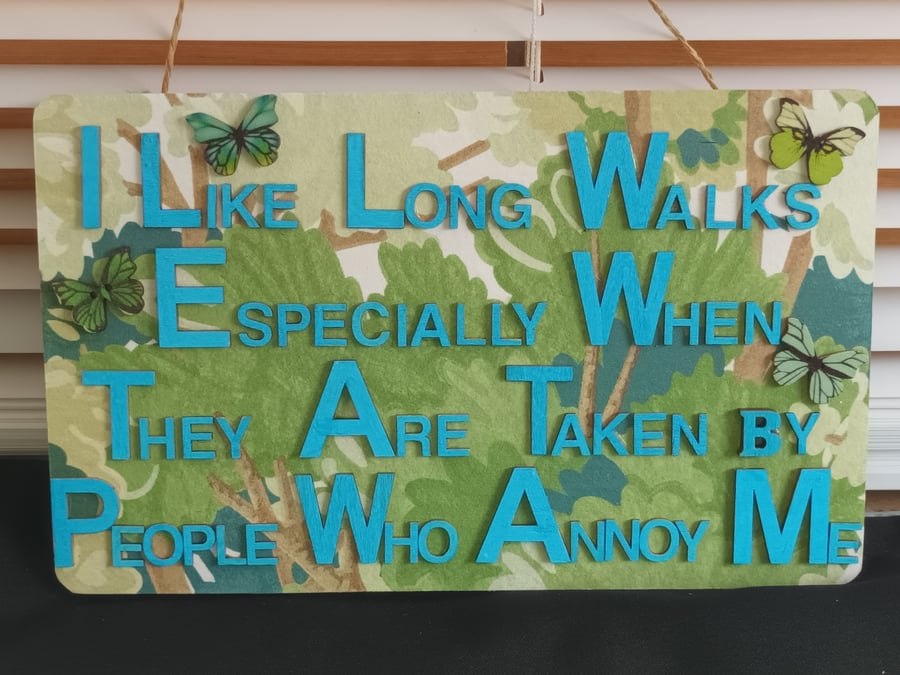 Hand decorated hanging wooden sign 