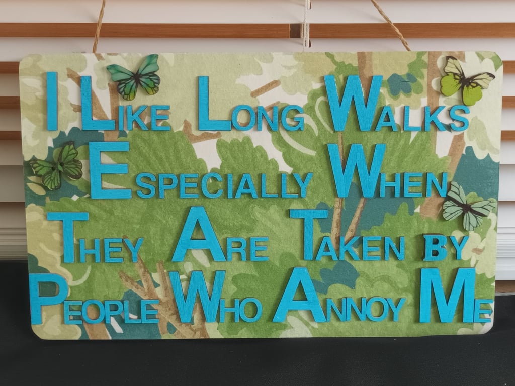 Hand decorated hanging wooden sign 