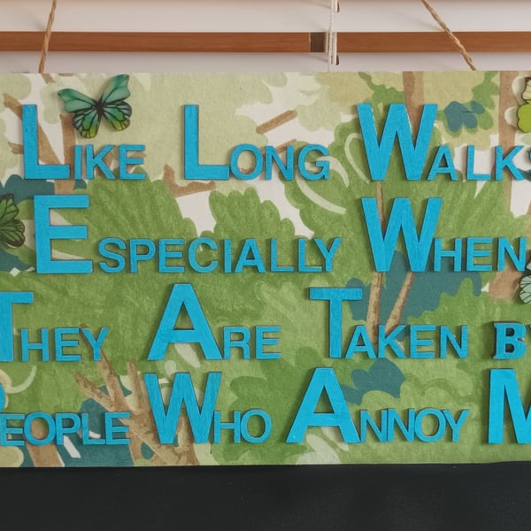 Hand decorated hanging wooden sign 